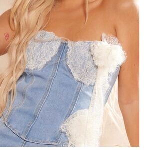 NEW Denim with lace corset top